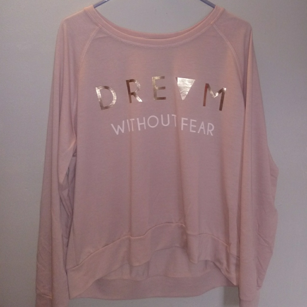 "Dream without Fear"  light pink sweater